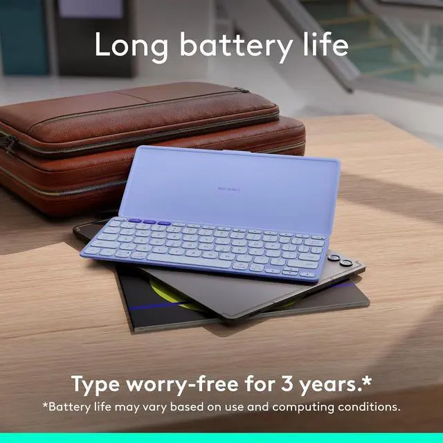 Alt view image 6 of 9 - Logitech KEYS-To-GO 2, Ultra-Slim Bluetooth Scissor-Switch Portable Wireless Keyboard With Built-In Protective Cover, Multi-OS Compatible for Android, Windows, Chrome, IOS Tablets, Lilac