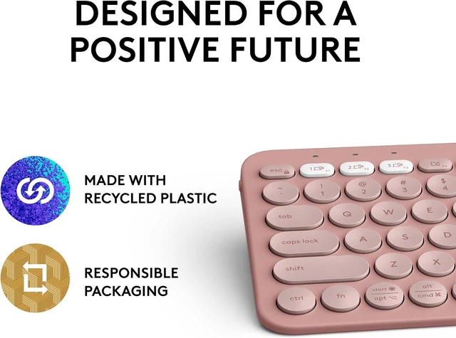 Alt view image 10 of 11 - Logitech Pebble Keys 2 K380s, Multi-Device Bluetooth Wireless Keyboard with Customizable Shortcuts, Slim and Portable, Easy-Switch for Windows, macOS, iPadOS, Android, Chrome OS - Tonal Rose