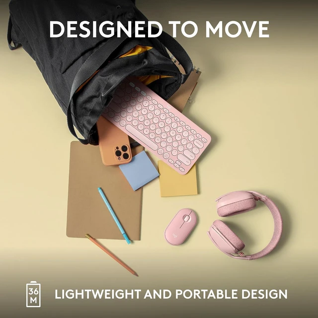 Alt view image 4 of 11 - Logitech Pebble Keys 2 K380s, Multi-Device Bluetooth Wireless Keyboard with Customizable Shortcuts, Slim and Portable, Easy-Switch for Windows, macOS, iPadOS, Android, Chrome OS - Tonal Rose
