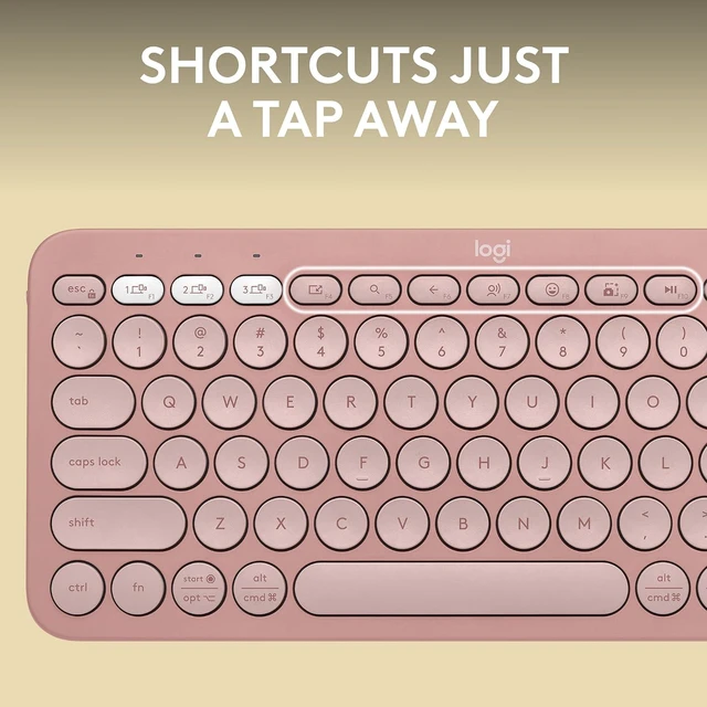 Alt view image 7 of 11 - Logitech Pebble Keys 2 K380s, Multi-Device Bluetooth Wireless Keyboard with Customizable Shortcuts, Slim and Portable, Easy-Switch for Windows, macOS, iPadOS, Android, Chrome OS - Tonal Rose