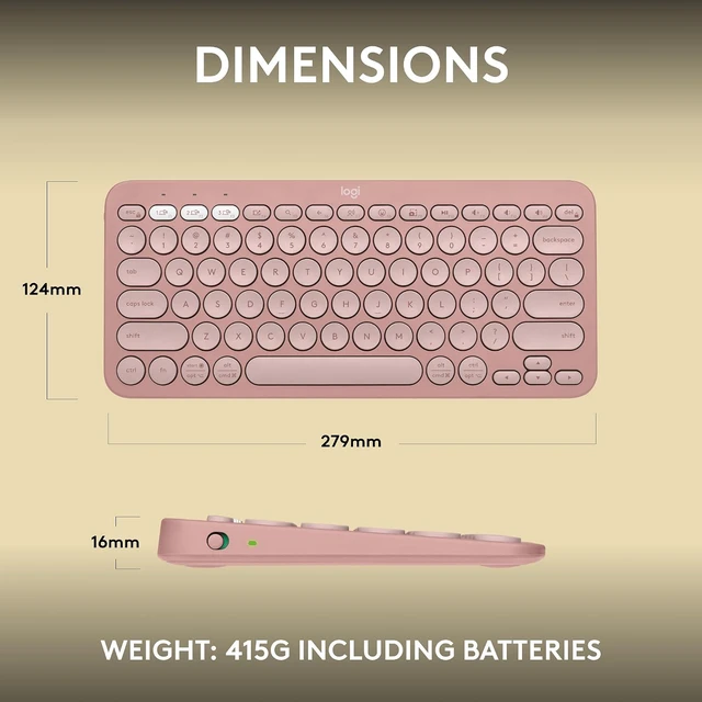 Alt view image 9 of 11 - Logitech Pebble Keys 2 K380s, Multi-Device Bluetooth Wireless Keyboard with Customizable Shortcuts, Slim and Portable, Easy-Switch for Windows, macOS, iPadOS, Android, Chrome OS - Tonal Rose
