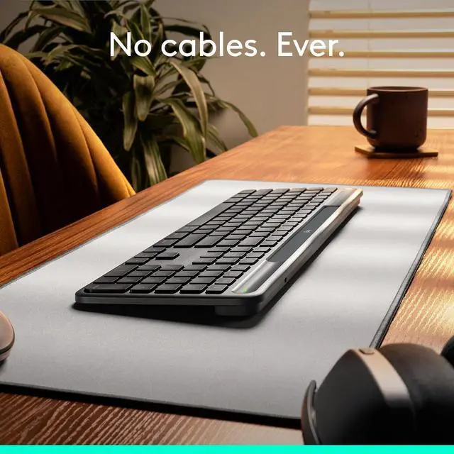 Alt view image 2 of 12 - Logitech Signature Slim Solar + Wireless Bluetooth Keyboard, LightCharge Solar Charging, Quite Scissor Switch, Multi-Device Buletooth Pairing, Eco-Friendly Recycled Construction for Office, Graphite