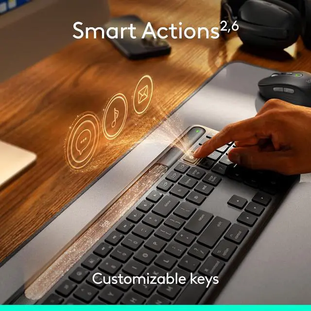 Alt view image 3 of 12 - Logitech Signature Slim Solar + Wireless Bluetooth Keyboard, LightCharge Solar Charging, Quite Scissor Switch, Multi-Device Buletooth Pairing, Eco-Friendly Recycled Construction for Office, Graphite