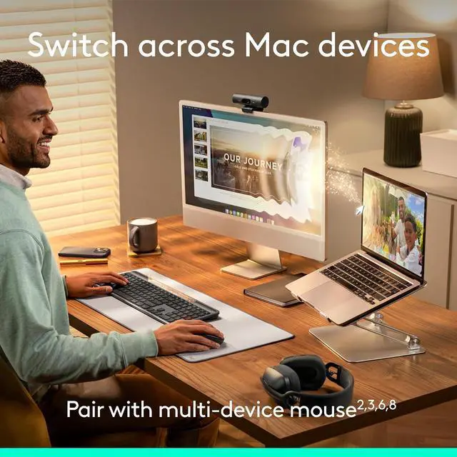 Alt view image 6 of 12 - Logitech Signature Slim Solar + Wireless Bluetooth Keyboard, LightCharge Solar Charging, Quite Scissor Switch, Multi-Device Buletooth Pairing, Eco-Friendly Recycled Construction for Office, Graphite