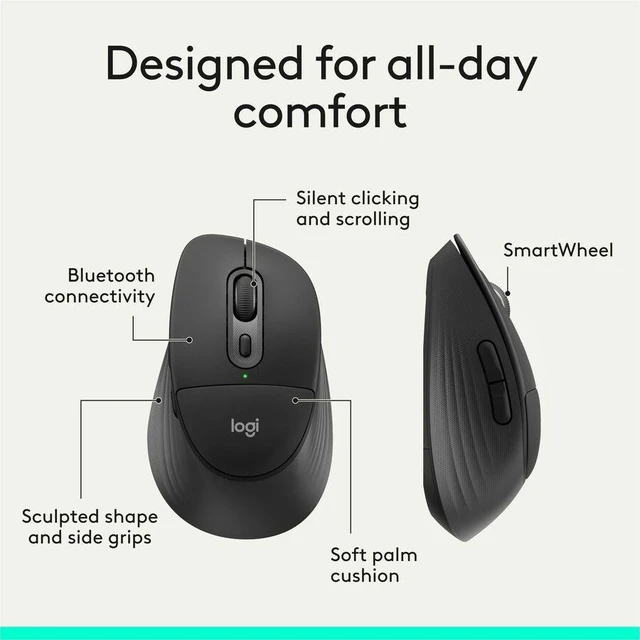 Alt view image 5 of 5 - Logitech Signature Comfort Plus Combo MK880 Wireless Keyboard and Mouse Combo - Full-Size Comfort Keyboard with Palm Rest - Black - 920-013968