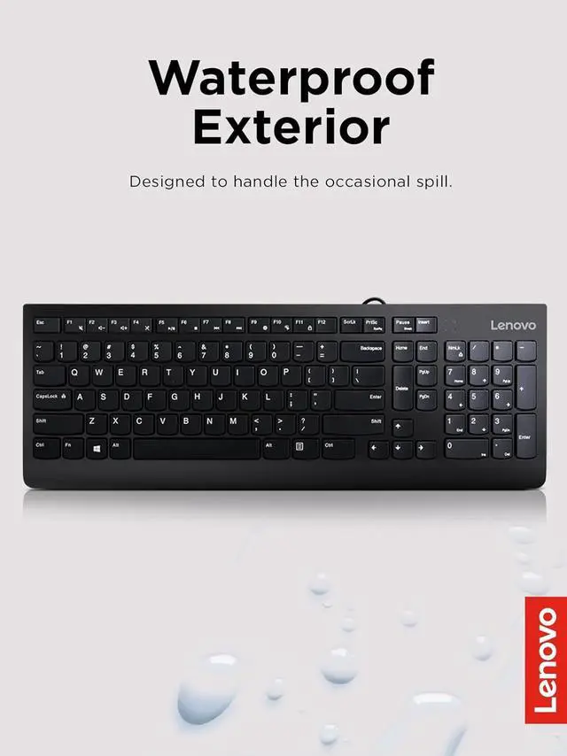 Alt view image 4 of 7 - Lenovo 300 USB Keyboard, Wired, Adjustable Tilt, Ergonomic, Windows 7/8/10, GX30M39655, Black