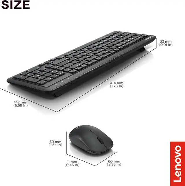 Alt view image 7 of 13 - Lenovo 300 Wireless Combo Keyboard and Mouse - US English