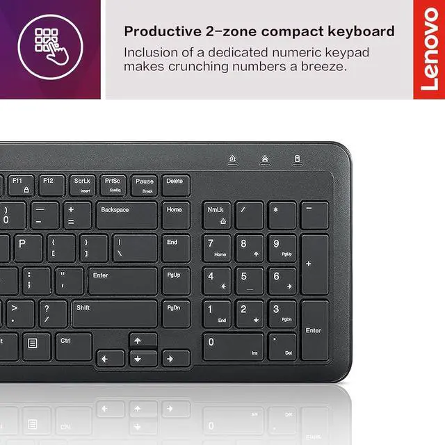 Alt view image 10 of 13 - Lenovo 300 Wireless Combo Keyboard and Mouse - US English
