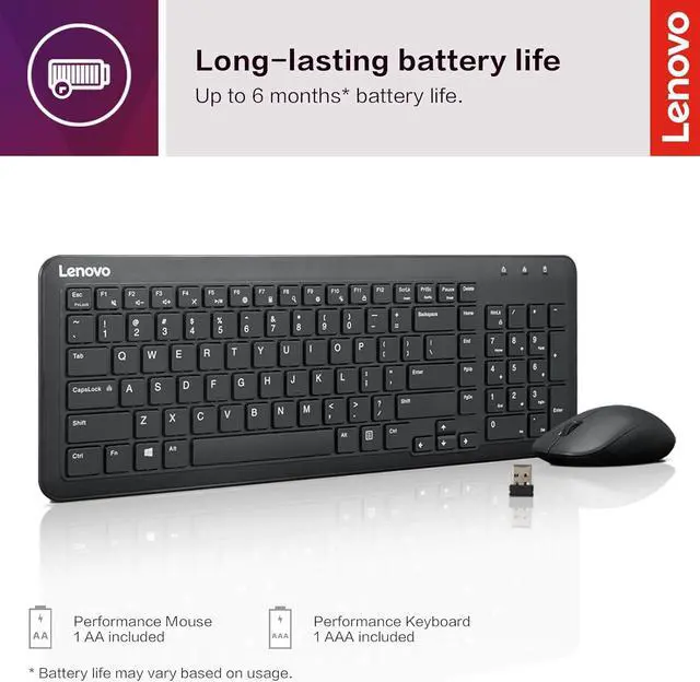 Alt view image 13 of 13 - Lenovo 300 Wireless Combo Keyboard and Mouse - US English