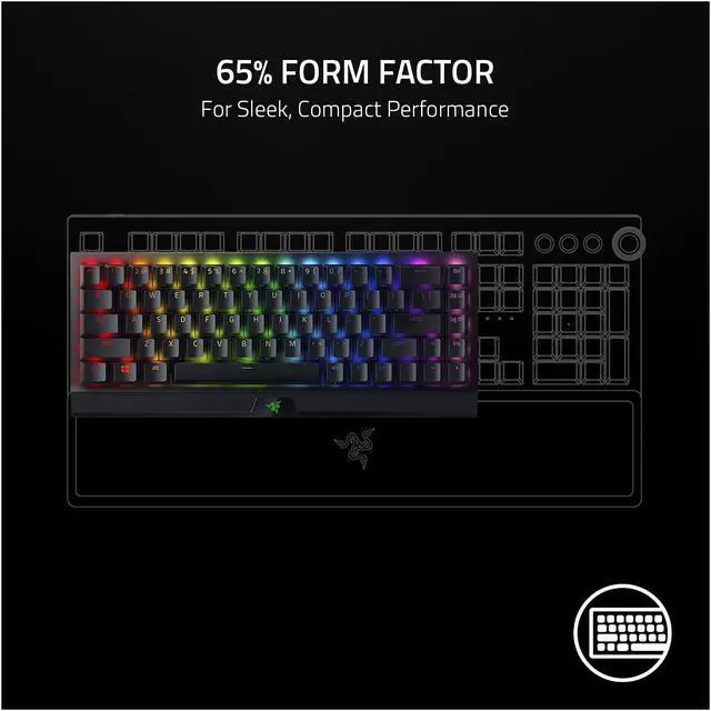 Alt view image 5 of 9 - Razer BlackWidow V3 Mini HyperSpeed 65% Wireless Mechanical Gaming Keyboard: HyperSpeed Wireless Technology - Yellow Mechanical Switches- Linear & Silent - Doubleshot ABS keycaps - 200Hrs Battery Life