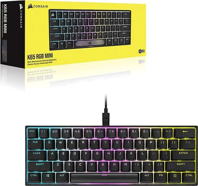 Alt view image 11 of 11 - CORSAIR K65 RGB MINI 60% Mechanical Gaming Keyboard - Customizable Per-Key RGB Backlighting - CHERRY MX Red Mechanical Keyswitches - Detachable USB Type-C Cable - AXON Hyper-Processing Technology