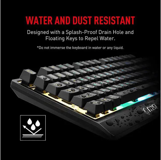 Alt view image 4 of 12 - MSI Vigor GK30 Gaming Keyboard & GM11 Gaming Mouse Combo - Mechanical Membrane Switches, 6-Zone RGB, Water Repellent & Splash-Proof, 5000 DPI - Black