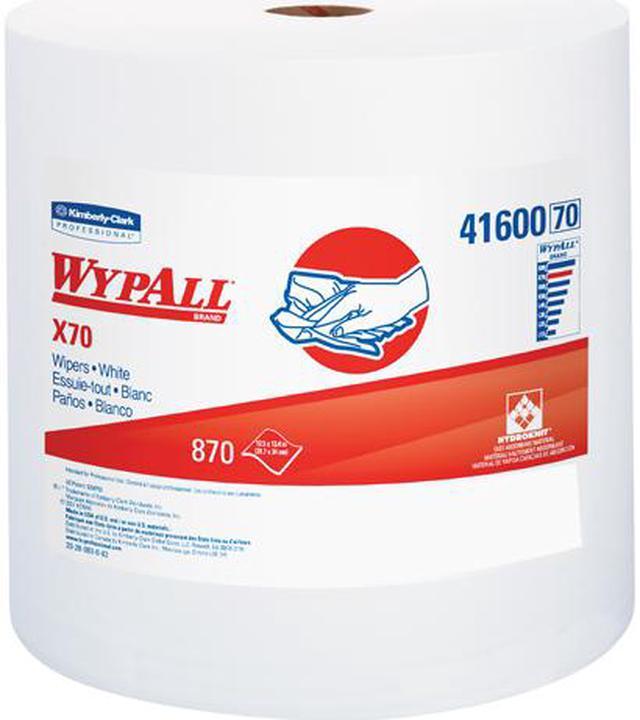Main image of WypAll X70 Extended Use Reusable Cloths (41600), Jumbo Roll, Long Lasting Performance, White, 1 Roll, 870 Sheets