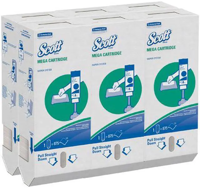 Alt view image 3 of 4 - Scott Mega Cartridge Napkin Box (98908), Disposable Paper Napkins, 6 Cartons of 875 Beverage Napkins (5,250 Napkins / Case)