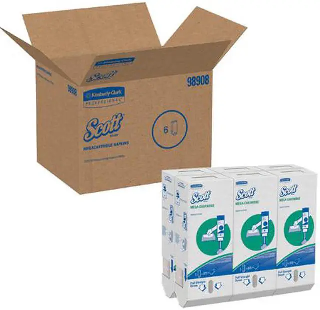 Alt view image 4 of 4 - Scott Mega Cartridge Napkin Box (98908), Disposable Paper Napkins, 6 Cartons of 875 Beverage Napkins (5,250 Napkins / Case)