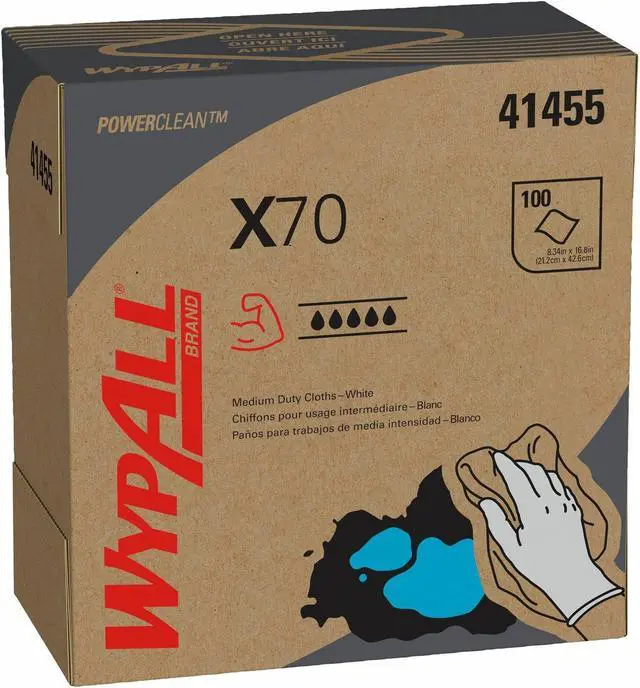 Main image of Kimberly-Clark Wypall PowerClean X70 Medium Duty Cloths - Pop-Up Box -100/Box