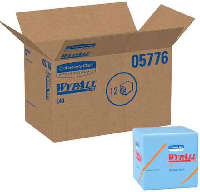Alt view image 4 of 4 - WypAll L40 Disposable Cleaning and Drying Towels (05776), Limited Use Towels, Blue, 12 Packs per Case, 56 Sheets per Pack, 672 Sheets Total