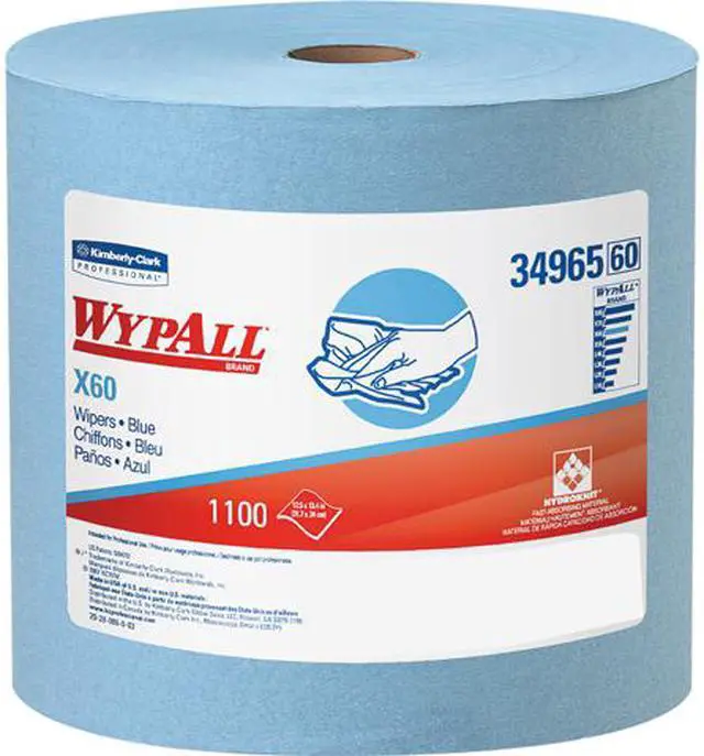 Main image of WypAll* X60 Wipers Jumbo Roll 12 1/2 x 13 2/5 Blue 1100/Roll 34965