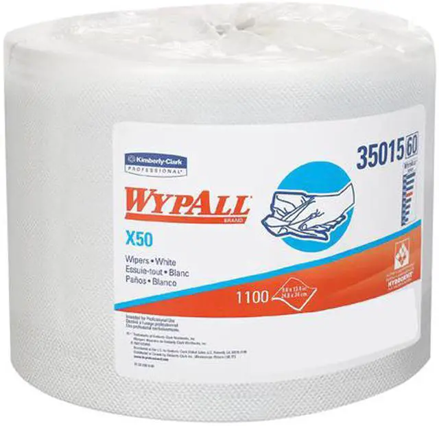 Alt view image 2 of 5 - WypAll X50 Disposable Cloths (35015), Strong for Extended Use, Jumbo Roll, White, 1,100 Sheets / Roll