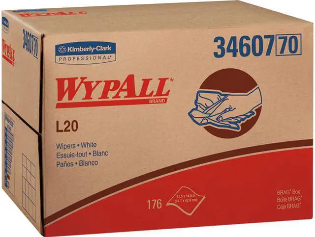 Main image of WypAll L20 Limited Use Towels (34607), BRAG Box, White, 4-Ply, 1 Box of 176 Wipes