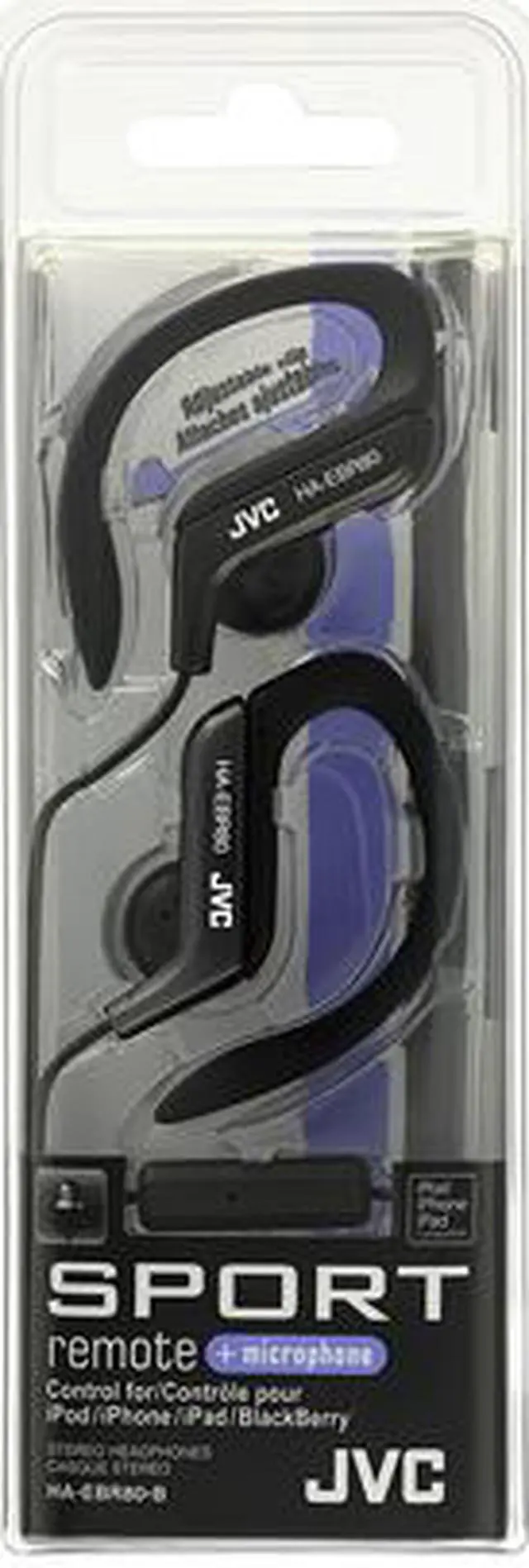 Alt view image 3 of 3 - JVC HA-EBR80 Sport Ear Clip In-Ear Headphone - Black - HAEBR80B