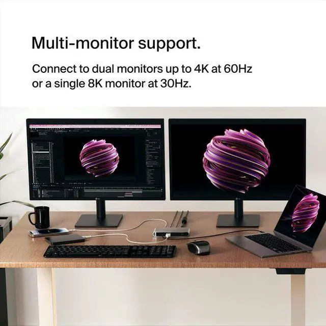 Alt view image 7 of 10 - Belkin Thunderbolt 4 - 5-in-1 Core Hub Solution - Gray INC013ttSGY