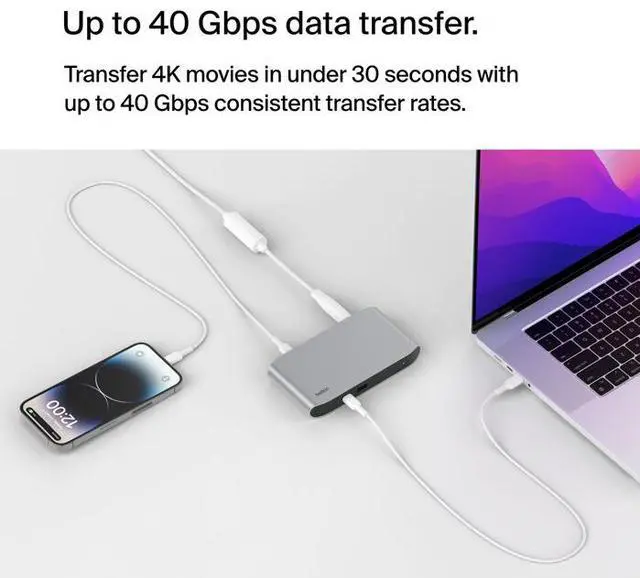 Alt view image 5 of 10 - Belkin Thunderbolt 4 - 5-in-1 Core Hub Solution - Gray INC013ttSGY