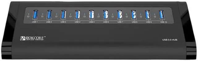 Alt view image 2 of 5 - ORICO BC-U3H10 USB 3.0 10 – Port Aluminum HUB with VL812 Controller & Premium 12V / 3A Power Adapter & Detachable USB 3.0 Cable for UltraBook, MacBook, Windows 8, Tablet PC - Black