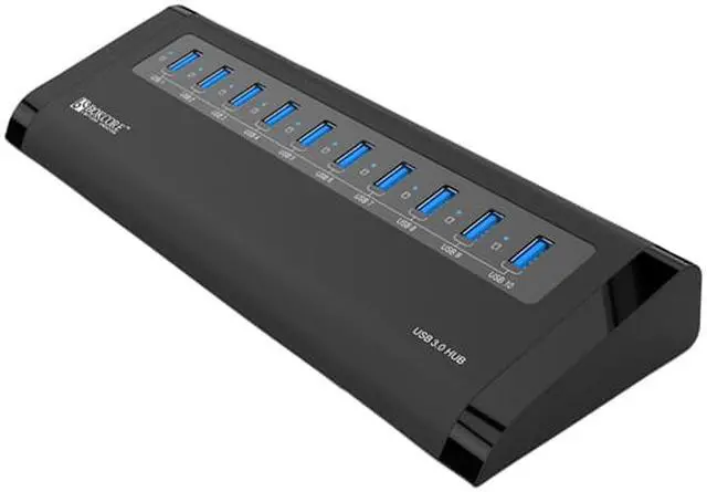Alt view image 3 of 5 - ORICO BC-U3H10 USB 3.0 10 – Port Aluminum HUB with VL812 Controller & Premium 12V / 3A Power Adapter & Detachable USB 3.0 Cable for UltraBook, MacBook, Windows 8, Tablet PC - Black