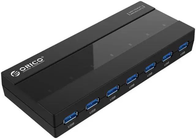 Alt view image 3 of 7 - ORICO H727RK-U3-BK 7 Port USB3.0 HUB with Premium 12V/2.5A Power Adapter (Black)