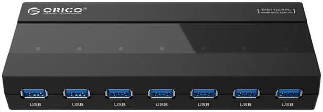 Alt view image 2 of 7 - ORICO H727RK-U3-BK 7 Port USB3.0 HUB with Premium 12V/2.5A Power Adapter (Black)