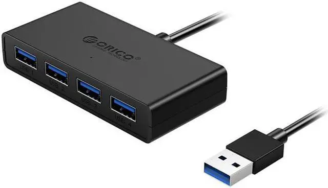 Main image of ORICO Ultra Slim Portable 4-Port USB3.0 Data HUB with Reserved Micro USB DC 5V Power Port for Windows,XP, Vista ,Windows, Linux and Mac Desktop or Laptop -Black