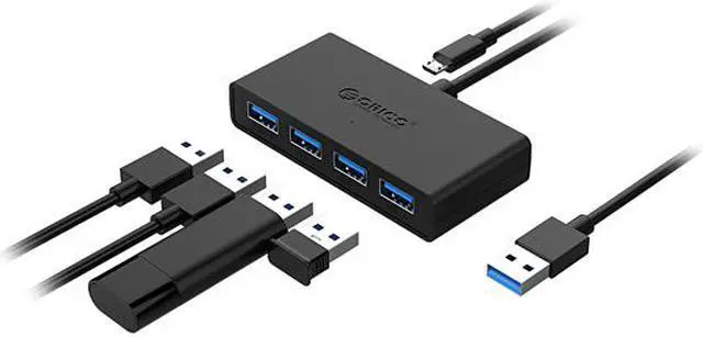 Alt view image 2 of 7 - ORICO Ultra Slim Portable 4-Port USB3.0 Data HUB with Reserved Micro USB DC 5V Power Port for Windows,XP, Vista ,Windows, Linux and Mac Desktop or Laptop -Black