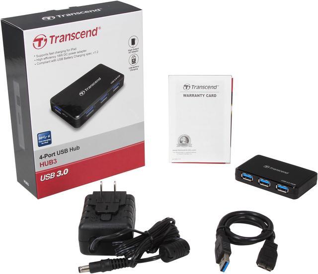 Alt view image 6 of 6 - Transcend 4-port USB 3.0 Hub w/ Power Adapter model # TSHUB3K, Supports IOS Fast Charging