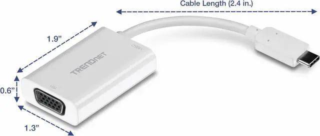 Alt view image 5 of 7 - TRENDnet TUC-VGA2, USB-C to VGA HDTV Adapter with PD support