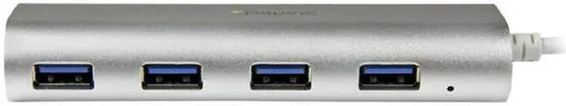 Alt view image 3 of 5 - StarTech.com ST43004UA 4 Port Portable USB 3.0 Hub with Built-in Cable - Aluminum and Compact USB Hub