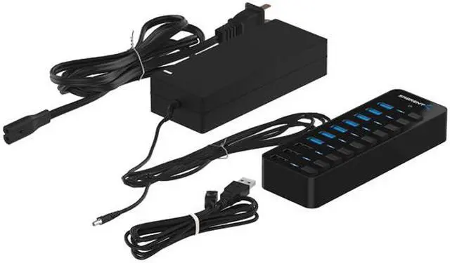 Alt view image 7 of 7 - SABRENT 60W 10 Port USB 3.0 Hub Includes 3 Smart Charging Ports with Individual Power Switches and LEDs and 60W 12V/5A Power Adapter (HB-B7C3)