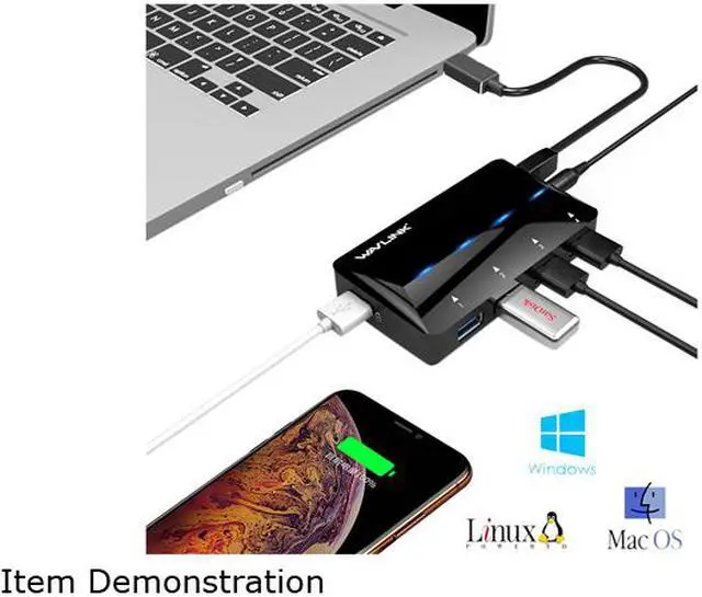 Alt view image 5 of 8 - Wavlink 4-Port USB 3.0 Hub with One 2.4A Fast Charging Port (BC1.2 / iPad / Cellphone), Super Speed USB 3.0 Hub Up To 5Gbps, With 12V/2A Power Adapter, LED Indicator, Hot Swapping, Plug and Play