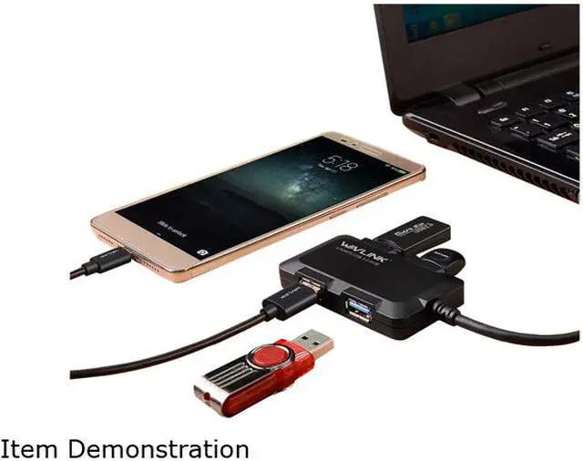 Alt view image 6 of 7 - Wavlink USB 3.0 Hub with 4 Ports and LED Indicator Super Speed USB 3.0 4-Port HUB USB Splitter Up To 5Gbps Built-in Cable USB Extender for iMac, MacBook Air, MacBook Pro, MacBook, Mac Mini, PC, Laptop
