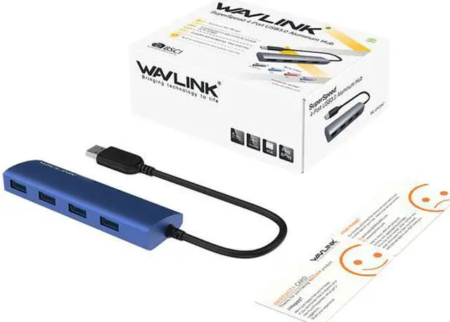 Alt view image 7 of 7 - Wavlink 4-Port USB3.0 Hub, USB 3.0 Portable Aluminum Hub, USB Extension Multi-function Hot Swapping, plug and play, Built-in surge protectors, for Mac, MacBook, MacBook Pro/Air/Mini, or any PC - Blue