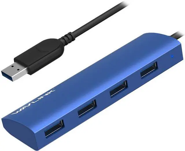 Main image of Wavlink 4-Port USB3.0 Hub, USB 3.0 Portable Aluminum Hub, USB Extension Multi-function Hot Swapping, plug and play, Built-in surge protectors, for Mac, MacBook, MacBook Pro/Air/Mini, or any PC - Blue