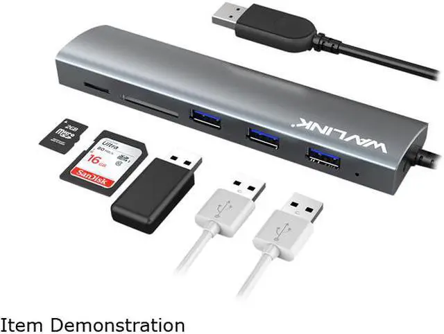 Alt view image 5 of 7 - USB 3.0 HUB, Wavlink Aluminum 3 Ports USB 3.0 Hub with SD/ Micro SD Card Reader Combo, Slim 5-in-1 Mini Dock, For MacBook, MacBook Pro, MacBook Air, Mac Mini, iMac, XPS, Surface Pro, PCs and Laptops