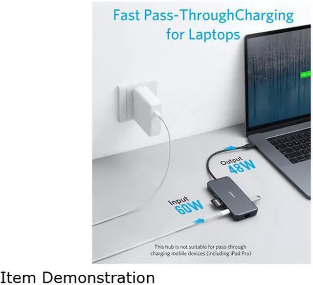Alt view image 7 of 7 - Anker USB C Hub Adapter, PowerExpand+ 7-in-1 USB C Adapter, with 4K USB C to HDMI, 60W Power Delivery, 1Gbps Ethernet, 2 USB 3.0 Ports, SD and microSD Card Readers, for MacBook Pro, XPS, Pixelbook