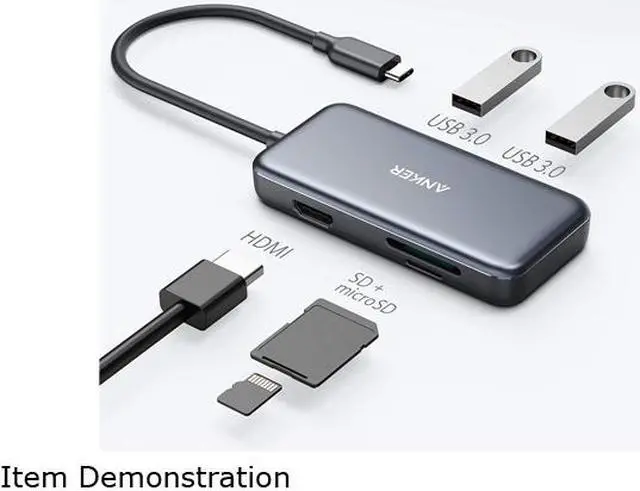 Alt view image 4 of 6 - Anker USB C Hub Adapter, 5-in-1 USB C Adapter, with 4K USB C to HDMI , SD and microSD Card Reader, 2 USB 3.0 Ports, for MacBook Pro 2019/2018/2017, iPad Pro 2019/2018, Pixelbook, XPS, and More