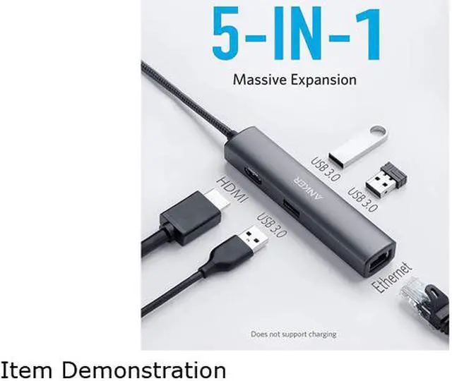 Alt view image 8 of 7 - Anker PowerExpand+ USB-C Hub Adapter, 5-in-1 USB C Adapter with 4K USB C to HDMI, Ethernet Port, 3 USB 3.0 Ports, for MacBook Pro, iPad Pro, XPS, Pixelbook, and More