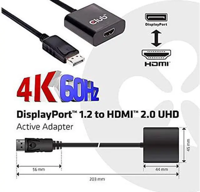 Alt view image 3 of 5 - Club 3D Displayport 1.2 To Hdmi 2.0 Uhd Active Adapter