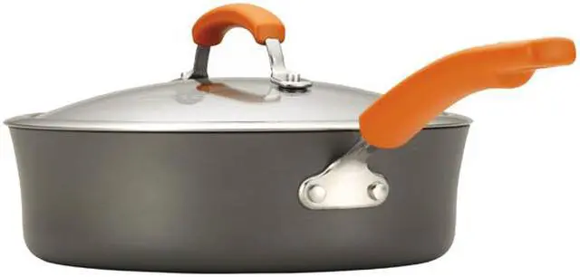 Alt view image 4 of 8 - Rachael Ray Hard-Anodized Nonstick 10-Piece Cookware Set, Gray with Orange Handles