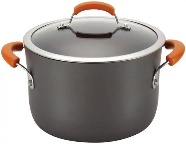 Alt view image 6 of 8 - Rachael Ray Hard-Anodized Nonstick 10-Piece Cookware Set, Gray with Orange Handles