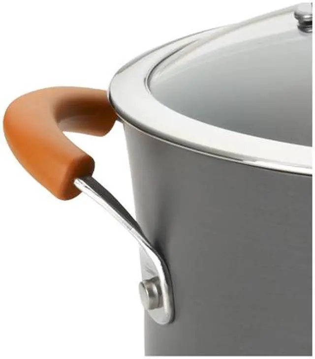 Alt view image 7 of 8 - Rachael Ray Hard-Anodized Nonstick 10-Piece Cookware Set, Gray with Orange Handles