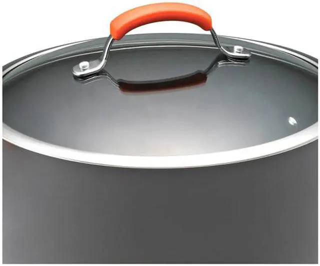 Alt view image 8 of 8 - Rachael Ray Hard-Anodized Nonstick 10-Piece Cookware Set, Gray with Orange Handles